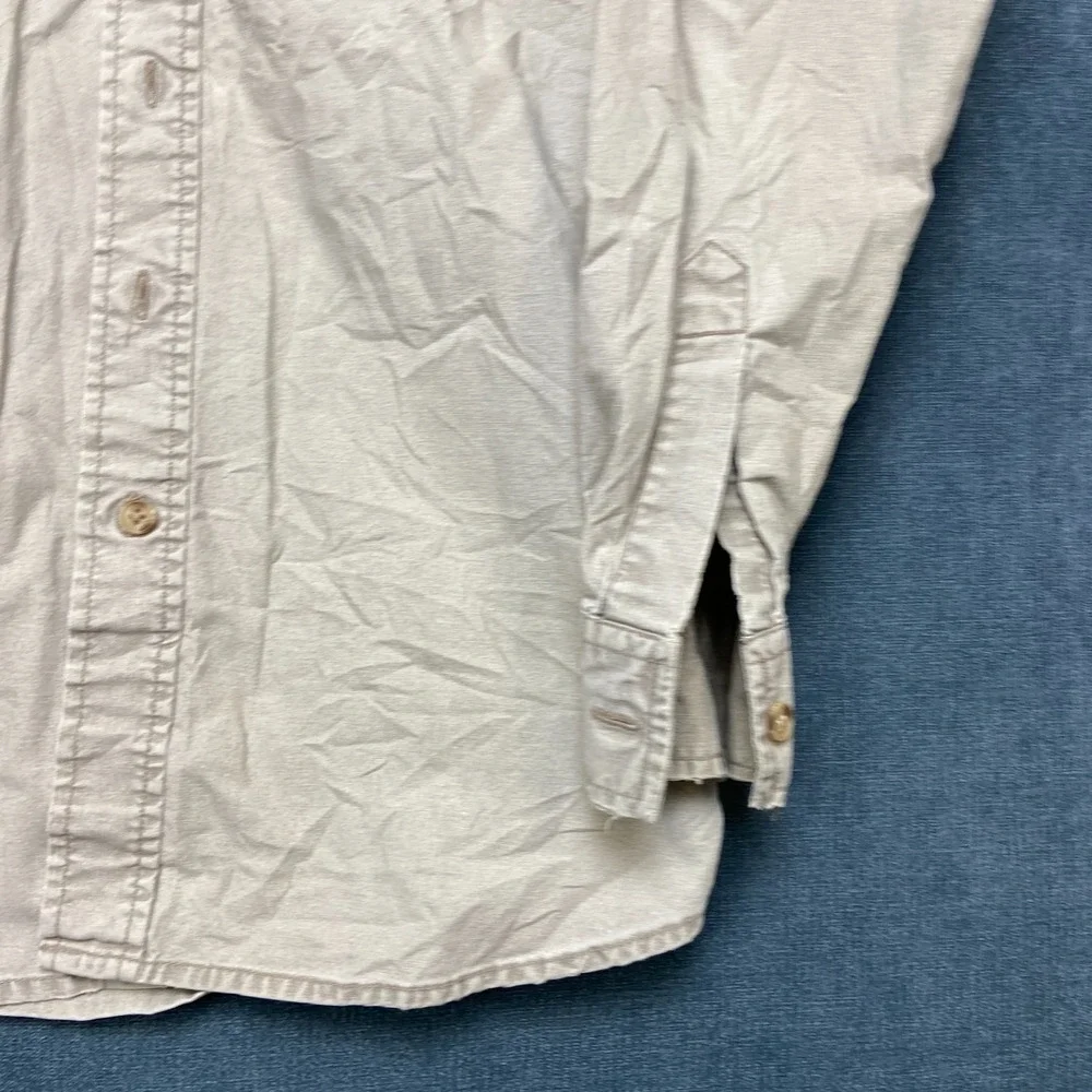 Banana Republic Utility Shirt Mens Large Beige Relaxed Fit Flap Pocket Button Up